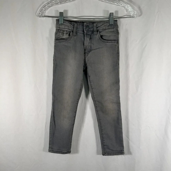 Zara Kids Pants Boys 4 5 Years Grey Denim Jeans Pockets Snap Zip - Picture 1 of 11